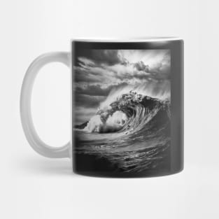 Gigant shark wave and surfer Mug